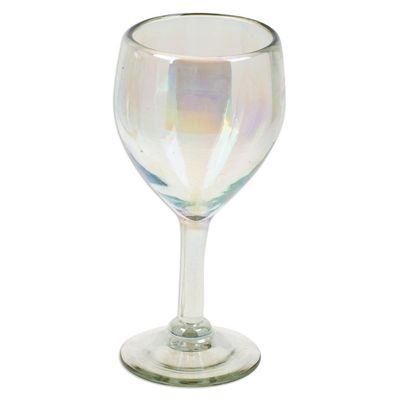 Alternate image for Pair of Iridescent Clear Handblown Wine Glasses Ethereal Glamour