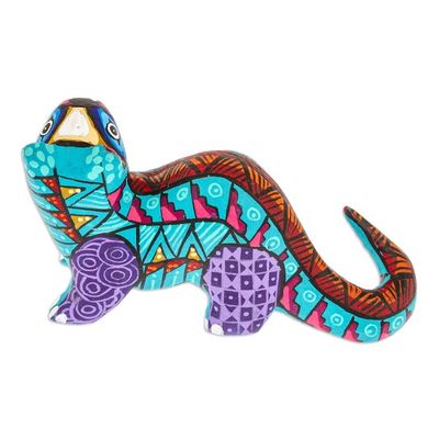 Alternate image for Iris Copal Wood Alebrije Otter Figurine Painted by Hand The Water Spirit in Iris