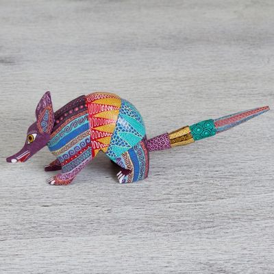 Alternate image for Hand Carved Copal Wood Multicolored Armadillo Alebrije Kaleidoscopic Armadillo
