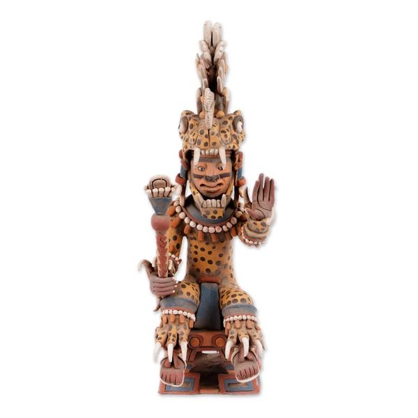 Alternate image for Aztec Tezcatlipoca Jaguar Signed Ceramic Sculpture Tezcatlipoca as a Jaguar