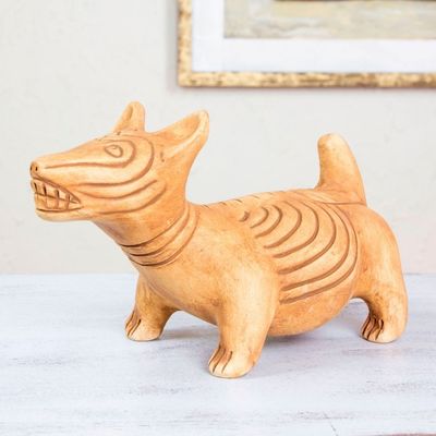 Alternate image for Handmade Signed Ceramic Museum Replica Statuette Mexico Tan Aztec Guide Dog