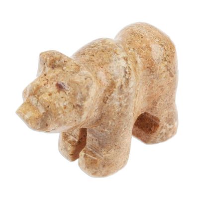 Alternate image for Hand-Carved Natural Brown Bear-Shaped Onyx Figurine Little Bear