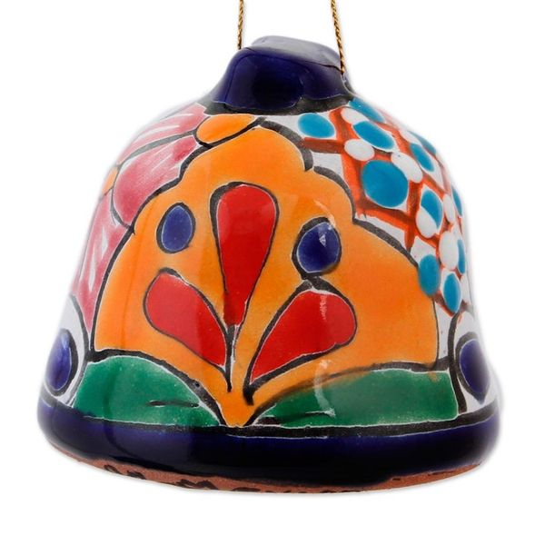 Alternate image for Bell-Shaped Talavera-Style Ceramic Ornaments Pair Talavera Bells