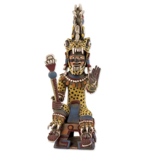 Alternate image for Aztec Tezcatlipoca Jaguar Signed Ceramic Sculpture Tezcatlipoca as a Jaguar