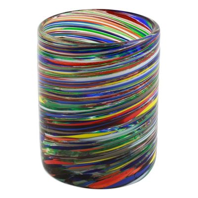 Alternate image for Multicolored Swirl Rocks Glasses from Mexico Set of 6 Spiral Crayons
