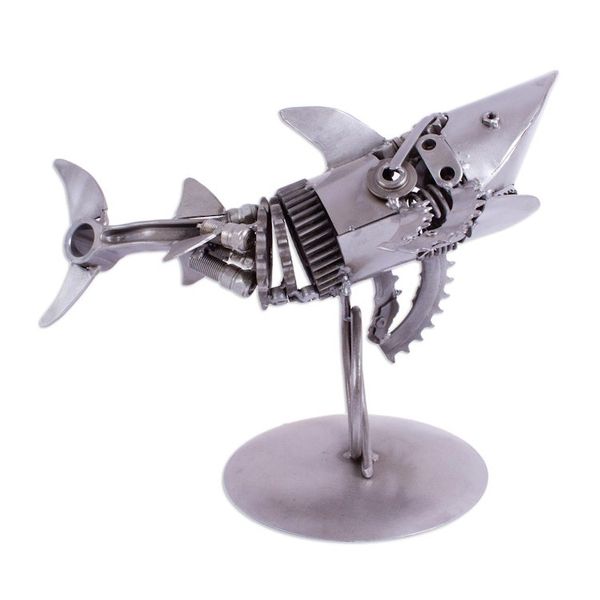 Alternate image for Recycled Auto Parts Shark Sculpture from Mexico Mighty Shark