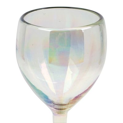 Alternate image for Pair of Iridescent Clear Handblown Wine Glasses Ethereal Glamour