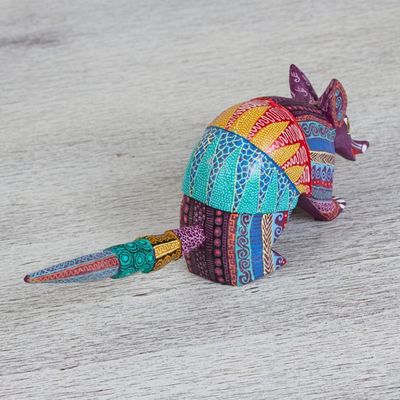 Alternate image for Hand Carved Copal Wood Multicolored Armadillo Alebrije Kaleidoscopic Armadillo