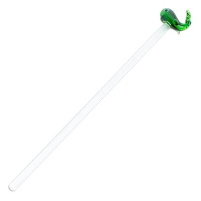 Alternate image for Mexican Recycled Glass Cocktail Stirrer with Green Whale Cheerful Green Whale