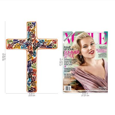 Alternate image for Artisan Crafted Multicolored Ceramic Wall Cross from Mexico Spiritual Fireworks