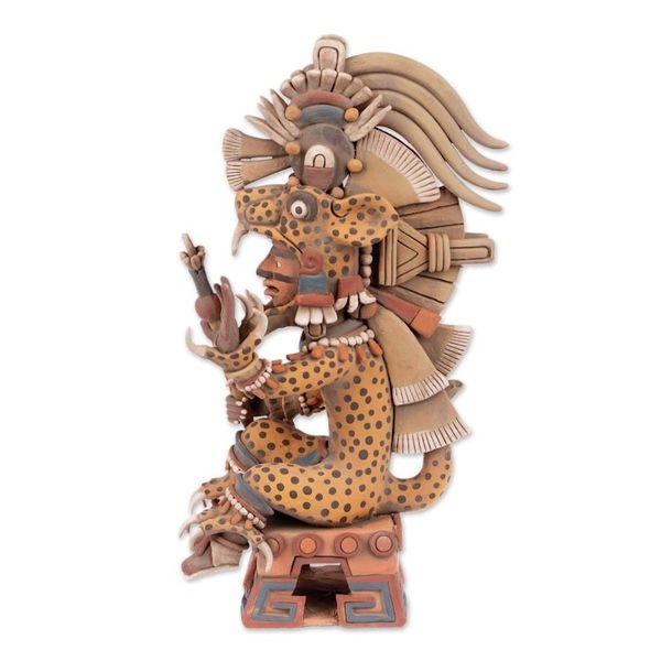 Alternate image for Aztec Tezcatlipoca Jaguar Signed Ceramic Sculpture Tezcatlipoca as a Jaguar