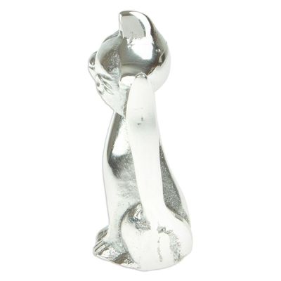 Alternate image for Cat Figurine Made with Recycled Aluminum or Mexican Pewter Relaxing Cat