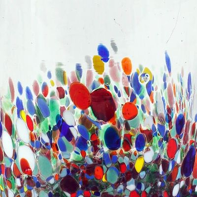 Alternate image for Recycled Multicolored Juice Glasses from Mexico Set of 6 Tonala Flowers