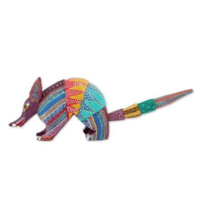 Alternate image for Hand Carved Copal Wood Multicolored Armadillo Alebrije Kaleidoscopic Armadillo