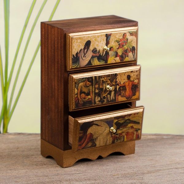 Alternate image for Unique Decoupage Wood Jewelry Box Diego Riveras Mexico