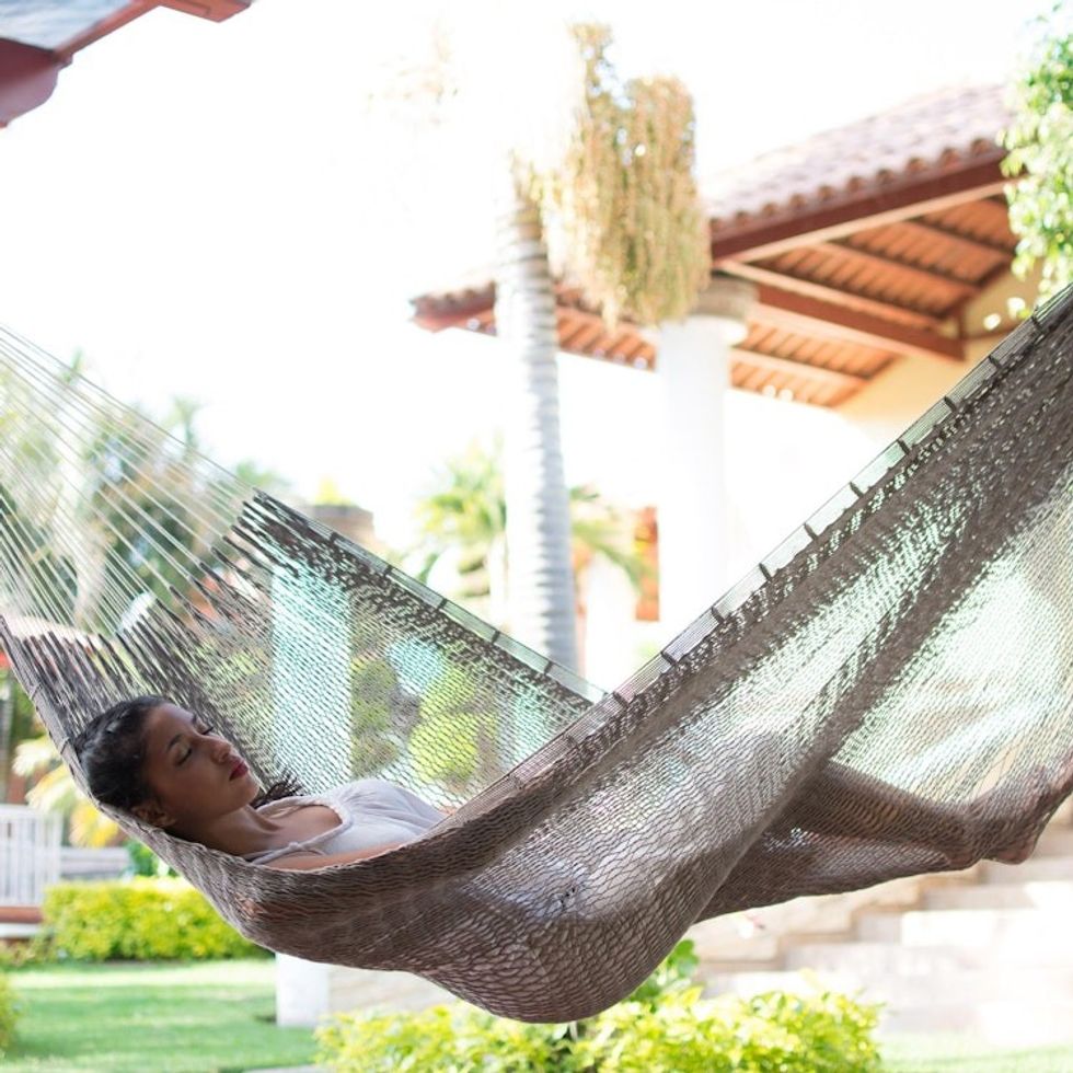 Solid Grey Hand Woven Cotton Maya Hammock Single 'Ashen Beach'