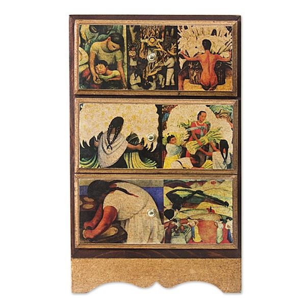 Alternate image for Unique Decoupage Wood Jewelry Box Diego Riveras Mexico