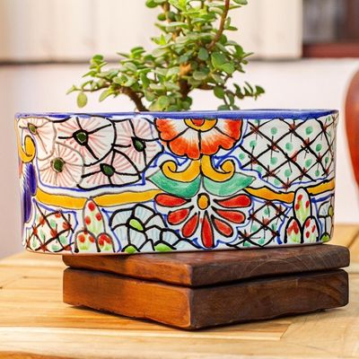Alternate image for Talavera Style Ceramic Planter Box from Mexico Rosas