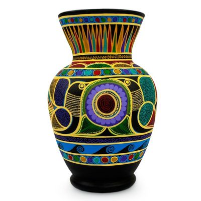 Alternate image for Colorful Handcrafted Ceramic Vase from Mexico Nahua Doves
