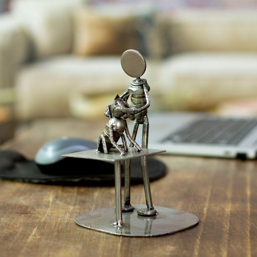 Unique Recycled Auto Parts Veterinarian Sculpture 'Rustic Veterinarian'