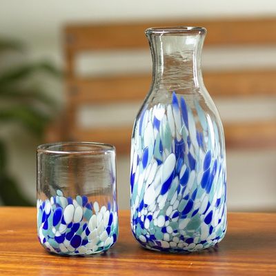 Alternate image for Handmade Glass Carafe and Cup Pair Cool Water
