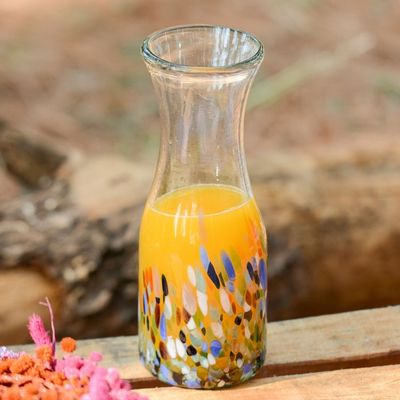 Alternate image for Artisan Crafted Colorful Mexican Hand Blown Carafe 28 oz Confetti Festival