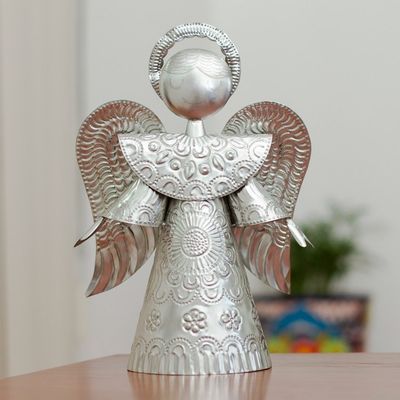 Alternate image for Handmade Tin Christmas Statuette 12 Inch Angel of Oaxaca
