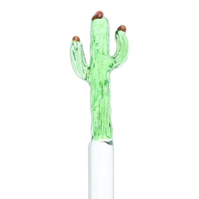 Alternate image for Mexican Recycled Glass Cocktail Stirrer with Cactus Celebration Cactus