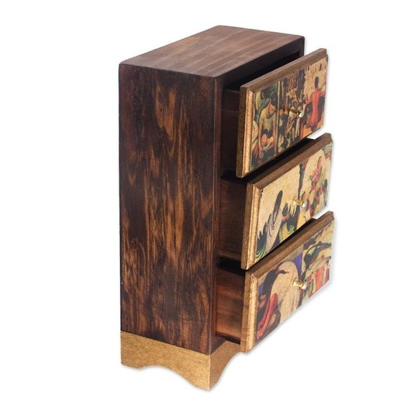 Alternate image for Unique Decoupage Wood Jewelry Box Diego Riveras Mexico