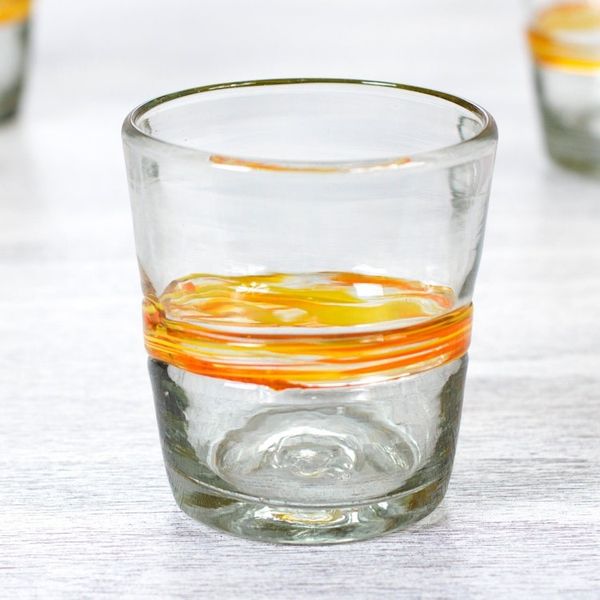 Alternate image for Set of 6 Eco-Friendly Handblown Rock Glasses in Golden Hues Ribbon of Sunshine