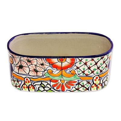 Alternate image for Talavera Style Ceramic Planter Box from Mexico Rosas