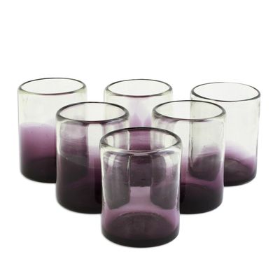 Alternate image for Hand Blown Purple-Accented Rocks Glasses Set of 6 Purple Pub