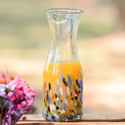 Alternate image for Artisan Crafted Colorful Mexican Hand Blown Carafe 28 oz Confetti Festival