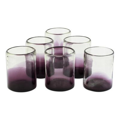 Alternate image for Hand Blown Purple-Accented Rocks Glasses Set of 6 Purple Pub