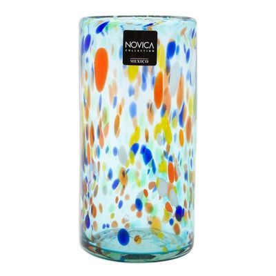 Alternate image for Hand Crafted Blown Glass Tumblers set of 6 Sky Rainbow Raindrops