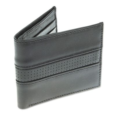 Alternate image for Handcrafted Black Leather Wallet Night Magic