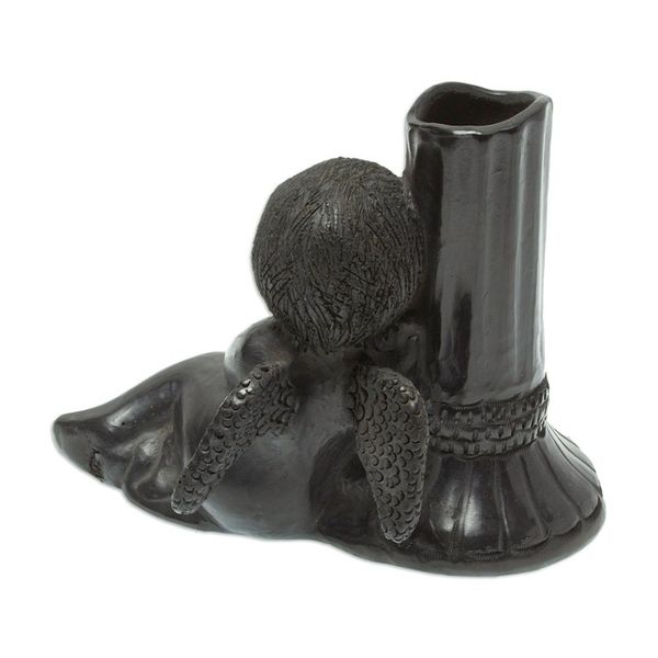 Alternate image for Handmade Taper Candleholder in Ceramic Sleeping Angel