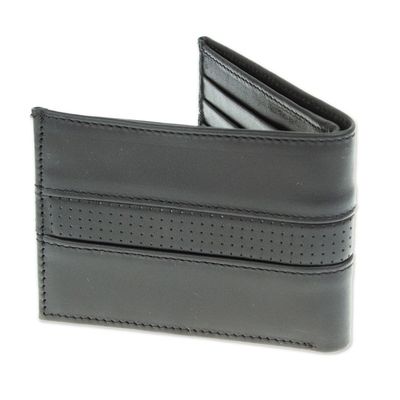 Alternate image for Handcrafted Black Leather Wallet Night Magic