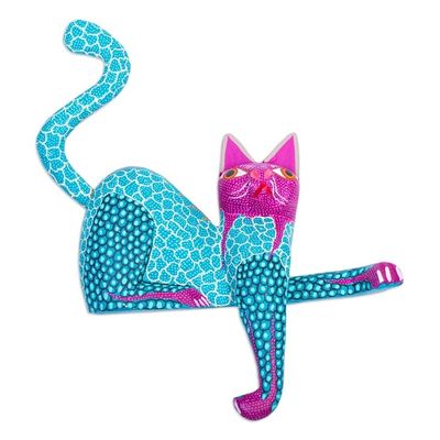 Alternate image for Copal Wood Oaxaca Alebrije Cat in Multiple Bright Colors My Domain