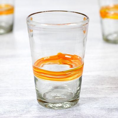 Alternate image for Handblown Glass Recycled Striped Clear and Yellow Glasses Ribbon of Sunshine