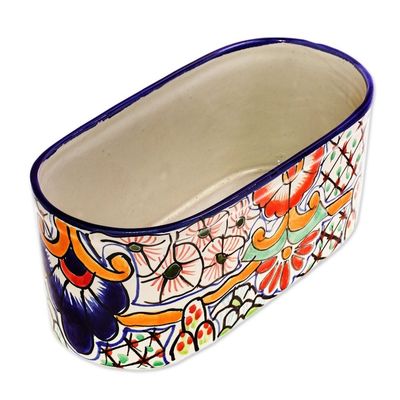 Alternate image for Talavera Style Ceramic Planter Box from Mexico Rosas