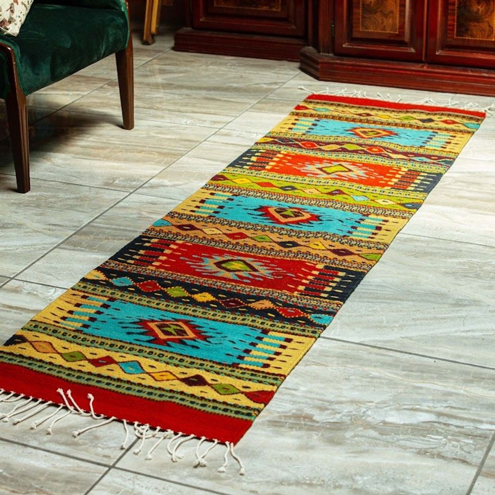 Artisan Crafted Multicolored Wool Runner 2x7 'Valley Festival'