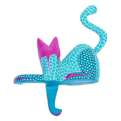 Alternate image for Copal Wood Oaxaca Alebrije Cat in Multiple Bright Colors My Domain