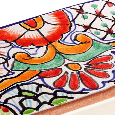 Alternate image for Talavera Style Ceramic Planter Box from Mexico Rosas