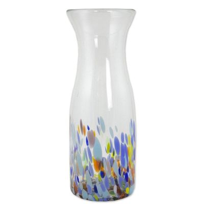 Alternate image for Artisan Crafted Colorful Mexican Hand Blown Carafe 28 oz Confetti Festival
