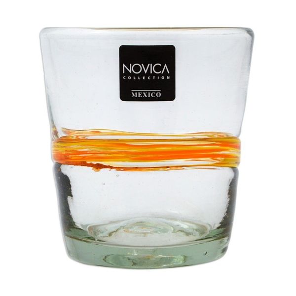 Alternate image for Set of 6 Eco-Friendly Handblown Rock Glasses in Golden Hues Ribbon of Sunshine