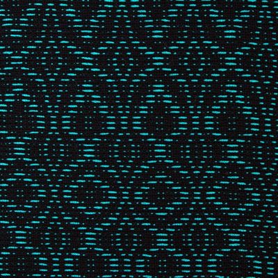 Alternate image for Mexican Handwoven Zapotec Shawl Cotton in Black and Aqua Agave Shadows