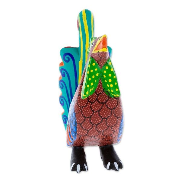Alternate image for Hand-Carved Hand Painted Wood Rooster Alebrije Figurine Striking Rooster
