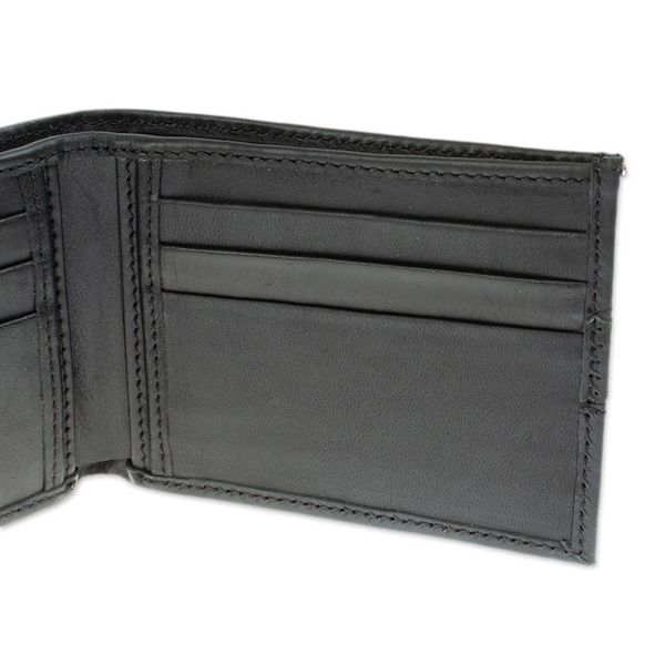 Alternate image for Handcrafted Black Leather Wallet Night Magic