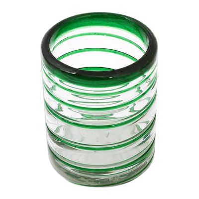 Alternate image for Handcrafted Handblown Glass Recycled Striped Juice Drinkware Emerald Spiral